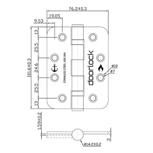 1SML  ������� ����� DoorLock H102/76/2B/R SSS ���������, ������� ����������� �����