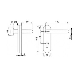 1SML  ����� ������� DoorLock 038KP/F/KNOB ������ PZ72 U-form (���� 8*8), ������� ����������� �����, ������