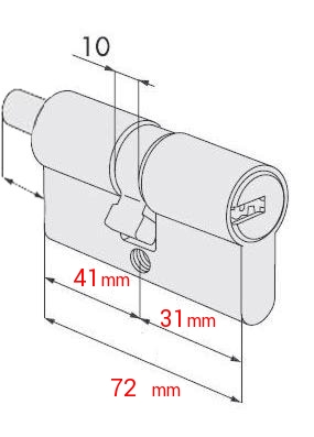 Размер цилиндра Цилиндровый механизм TITAN K56 (72)31/41 ключ/вертушка, никель